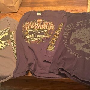 3 Harley-Davidson Skull Graphic Tees in black and Gray